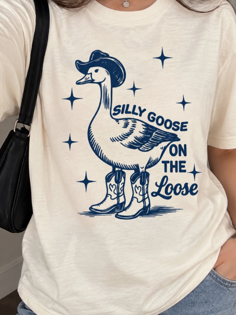 Silly Goose on the Loose Cowboy Hat Boots Stars T-Shirt